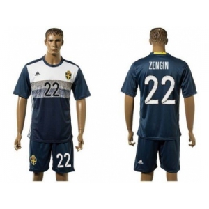 Sweden #22 Zengin Away Soccer Country Jersey