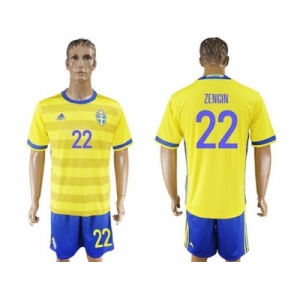 Sweden #22 Zengin Home Soccer Country Jersey