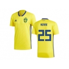 Sweden #25 Rinne Home Soccer Country Jersey