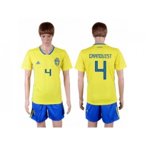 Sweden #4 Granqvist Home Soccer Country Jersey