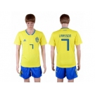 Sweden #7 Larsson Home Soccer Country Jersey