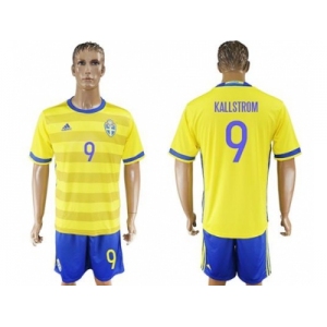 Sweden #9 Kallstrom Home Soccer Country Jersey