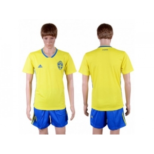 Sweden Blank Home Soccer Country Shorts