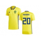 Sweden #20 Toivonen Home Kid Soccer Country Jersey