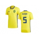 Sweden #5 Olsson Home Kid Soccer Country Jersey