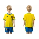 Sweden Blank Home Kid Soccer Country Jersey