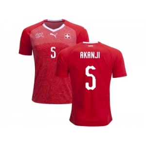 Switzerland #5 Akanji Home Soccer Country Jersey