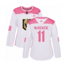Women Adidas Vegas Golden Knights #11 Curtis McKenzie Authentic White Pink Fashion NHL Jersey