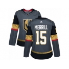 Women Adidas Vegas Golden Knights #15 Jon Merrill Authentic Gray Home NHL Jersey