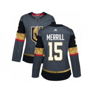 Women Adidas Vegas Golden Knights #15 Jon Merrill Authentic Gray Home NHL Jersey