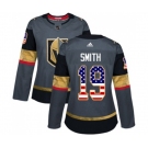 Women Adidas Vegas Golden Knights #19 Reilly Smith Authentic Gray USA Flag Fashion NHL Jersey