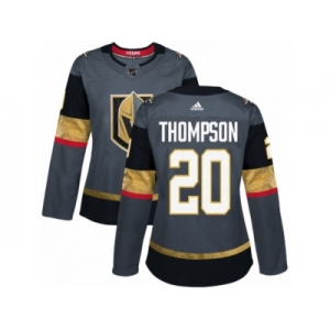 Women Adidas Vegas Golden Knights #20 Paul Thompson Authentic Gray Home NHL Jersey