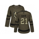 Women Adidas Vegas Golden Knights #21 Cody Eakin Authentic Green Salute to Service NHL Jersey
