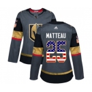 Women Adidas Vegas Golden Knights #25 Stefan Matteau Authentic Gray USA Flag Fashion NHL Jersey