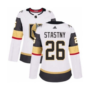 Women Adidas Vegas Golden Knights #26 Paul Stastny Authentic White Away NHL Jersey
