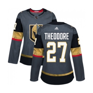 Women Adidas Vegas Golden Knights #27 Shea Theodore Authentic Gray Home NHL Jersey