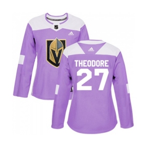 Women Adidas Vegas Golden Knights #27 Shea Theodore Authentic Purple Fights Cancer Practice NHL Jersey