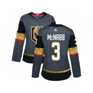 Women Adidas Vegas Golden Knights #3 Brayden McNabb Authentic Gray Home NHL Jersey