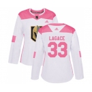 Women Adidas Vegas Golden Knights #33 Maxime Lagace Authentic White Pink Fashion NHL Jersey