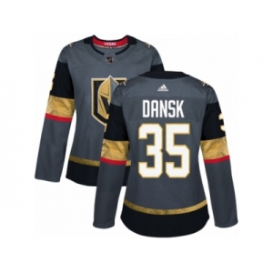 Women Adidas Vegas Golden Knights #35 Oscar Dansk Authentic Gray Home NHL Jersey