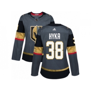 Women Adidas Vegas Golden Knights #38 Tomas Hyka Authentic Gray Home NHL Jersey