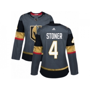 Women Adidas Vegas Golden Knights #4 Clayton Stoner Authentic Gray Home NHL Jersey