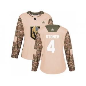 Women Adidas Vegas Golden Knights #4 Clayton Stoner Camo Authentic 2017 Veterans Day Stitched NHL Jersey