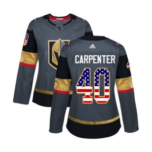 Women Adidas Vegas Golden Knights #40 Ryan Carpenter Authentic Gray USA Flag Fashion NHL Jersey