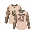 Women Adidas Vegas Golden Knights #41 Pierre-Edouard Bellemare Authentic Camo Veterans Day Practice NHL Jersey