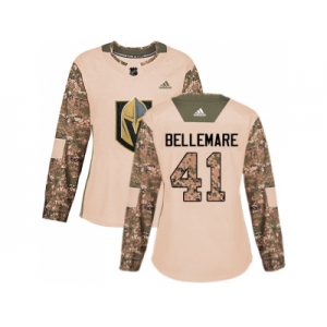Women Adidas Vegas Golden Knights #41 Pierre-Edouard Bellemare Authentic Camo Veterans Day Practice NHL Jersey
