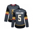 Women Adidas Vegas Golden Knights #5 Deryk Engelland Authentic Gray Home NHL Jersey