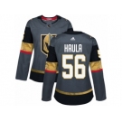 Women Adidas Vegas Golden Knights #56 Erik Haula Authentic Gray Home NHL Jersey