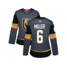 Women Adidas Vegas Golden Knights #6 Colin Miller Authentic Gray Home NHL Jersey