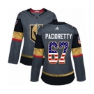 Women Adidas Vegas Golden Knights #67 Max Pacioretty Authentic Gray USA Flag Fashion NHL Jersey