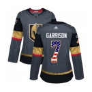 Women Adidas Vegas Golden Knights #7 Jason Garrison Authentic Gray USA Flag Fashion NHL Jersey