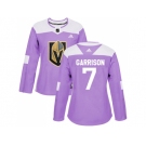 Women Adidas Vegas Golden Knights #7 Jason Garrison Purple Authentic Fights Cancer Stitched NHL Jersey