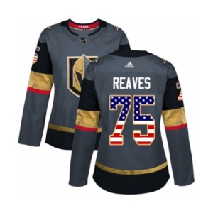 Women Adidas Vegas Golden Knights #75 Ryan Reaves Authentic Gray USA Flag Fashion NHL Jersey