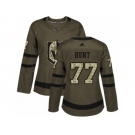 Women Adidas Vegas Golden Knights #77 Brad Hunt Authentic Green Salute to Service NHL Jersey