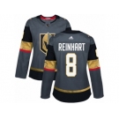 Women Adidas Vegas Golden Knights #8 Griffin Reinhart Authentic Gray Home NHL Jersey