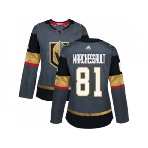 Women Adidas Vegas Golden Knights #81 Jonathan Marchessault Authentic Gray Home NHL Jerse