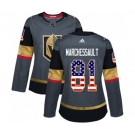 Women Adidas Vegas Golden Knights #81 Jonathan Marchessault Authentic Gray USA Flag Fashion NHL Jersey