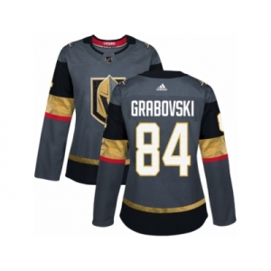 Women Adidas Vegas Golden Knights #84 Mikhail Grabovski Authentic Gray Home NHL Jersey
