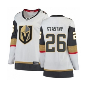 Women Vegas Golden Knights #26 Paul Stastny Authentic White Away Fanatics Branded Breakaway NHL Jersey
