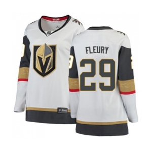 Women Vegas Golden Knights #29 Marc-Andre Fleury Authentic White Away Fanatics Branded Breakaway NHL Jersey