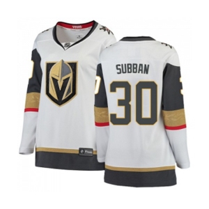 Women Vegas Golden Knights #30 Malcolm Subban Authentic White Away Fanatics Branded Breakaway NHL Jersey
