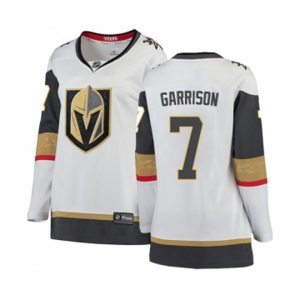 Women Vegas Golden Knights #7 Jason Garrison Authentic White Away Fanatics Branded Breakaway NHL Jersey