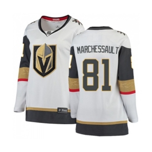 Women Vegas Golden Knights #81 Jonathan Marchessault Authentic White Away Fanatics Branded Breakaway NHL Jersey