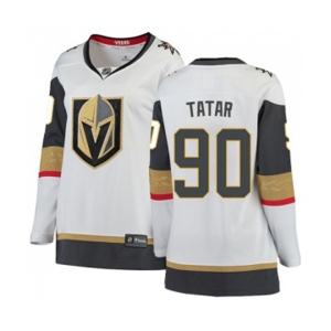 Women Vegas Golden Knights #90 Tomas Tatar Authentic White Away Fanatics Branded Breakaway NHL Jersey
