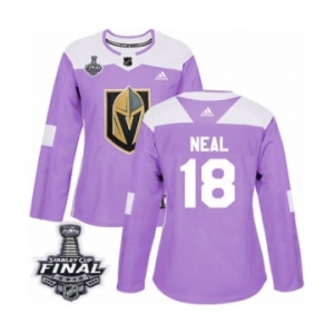 Women's Adidas Vegas Golden Knights #18 James Neal Authentic Purple Fights Cancer Practice 2018 Stanley Cup Final NHL Jersey