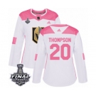 Women's Adidas Vegas Golden Knights #20 Paul Thompson Authentic White-Pink Fashion 2018 Stanley Cup Final NHL Jersey